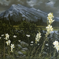 wildflowers standing before mount rundle SOLD