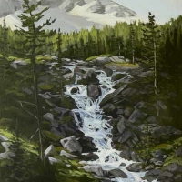 light crossing mountain stream SOLD